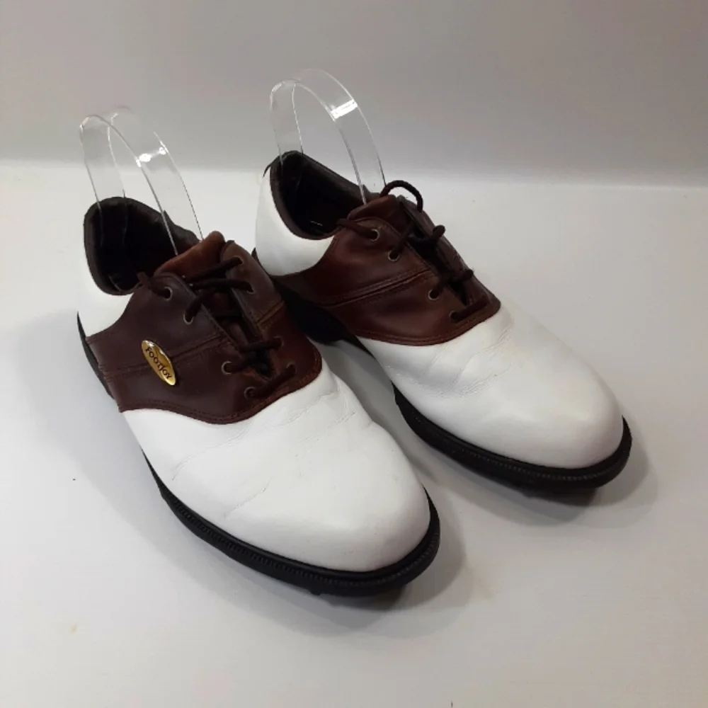Footjoy Size 7.5M Brown and White Comfort Golf Cleats Shoes